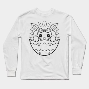 Cute Girl Bunny In Easter Egg As Color In Easter Long Sleeve T-Shirt